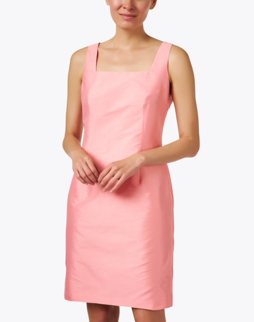Stylish Pink Silk - Blend Sleeveless Shift Dress for All Seasons