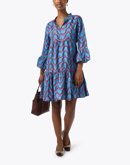 Stylish Multi - colored Tulip Patterned Cotton Women's Dress