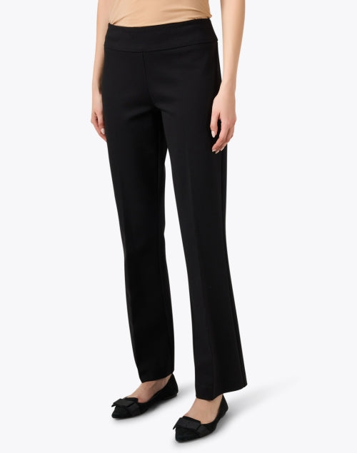 Stylish Black Ponte Material Flare Leg Women's Pants