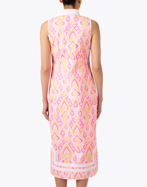 Stylish Pink Ikat Patterned Cotton Tunic Style Dress for Effortless Fashion