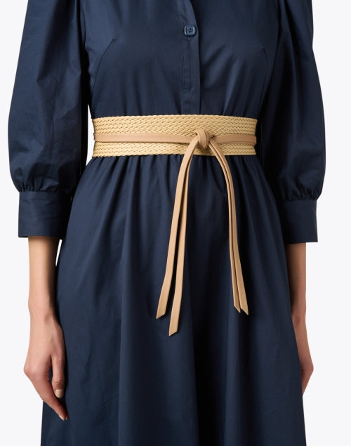 Leilani Tan Hand - Woven Genuine Leather Wrap - Around Self - Tie Belt for Fashionable Outfits