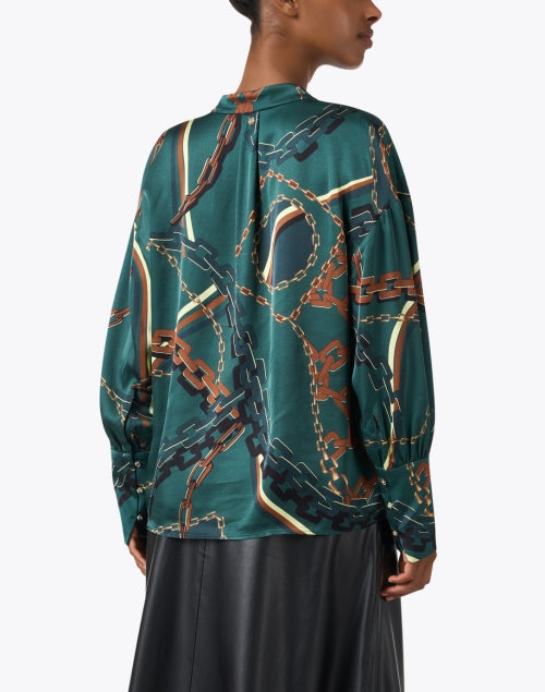 Stylish Green Blouse with All - over Chain Link Print