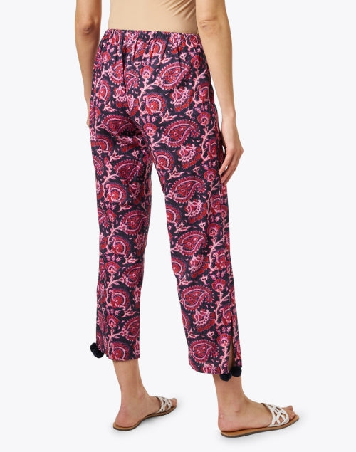 Figue's Vibrant Purple Paisley Cropped Straight-Leg Cotton Pants for Resort Season