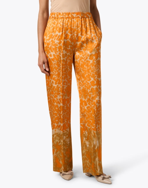 Stylish Orange-Printed Pull-On Trousers