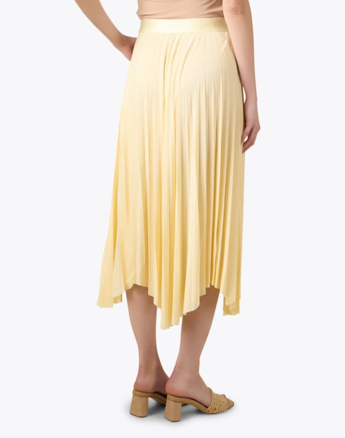 Stylish Exala Sunny Yellow Pleated Midi Skirt for Fashionable Women