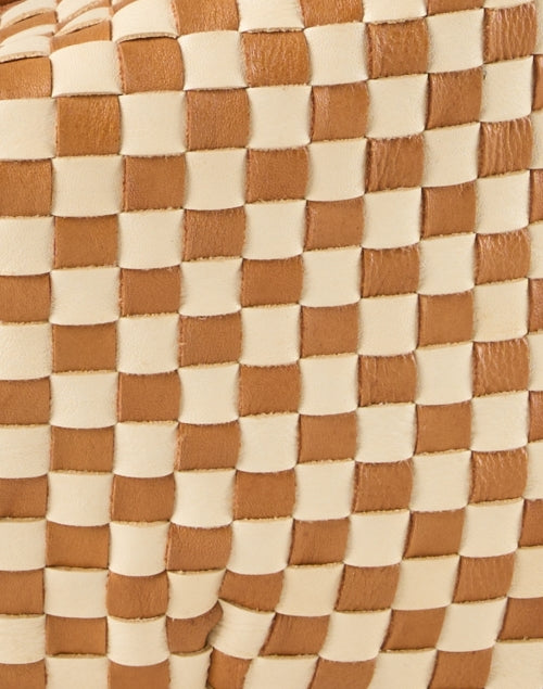 Tan Hand - Woven Italian Leather Shoulder Bag with Stylish Utility