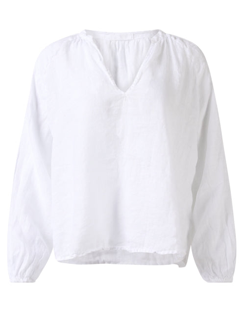 Stylish Daria All - Season White Linen Women's Top