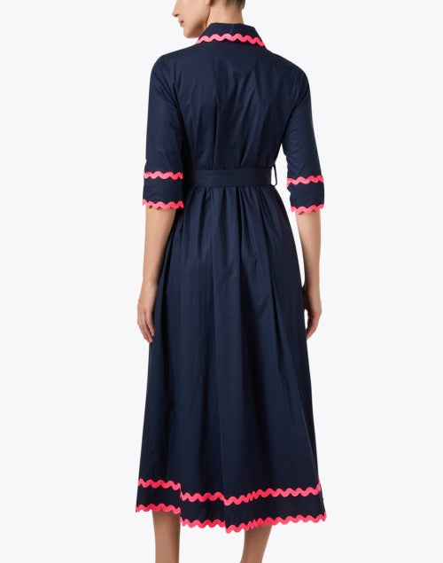 Navy Blue Cotton Women's Shirt Style Dress Named Natalia