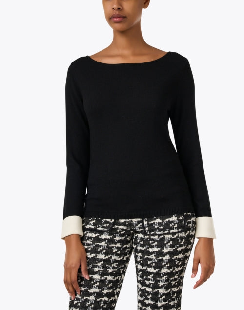 Stylish Gigi Black Sweater with Contrasting White Cuffs