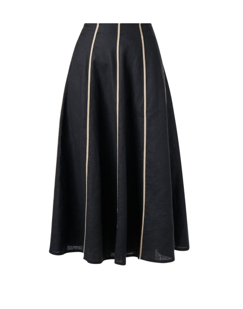 Stylish Black and Beige Linen A-Line Skirt for Various Occasions