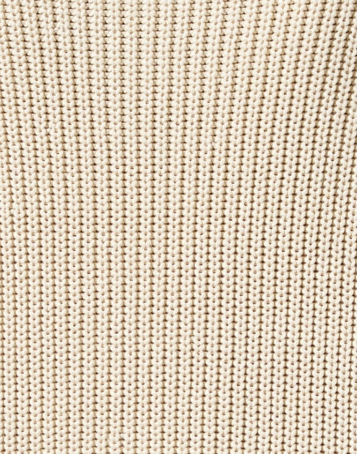Beige Cotton Blend Cap Sleeve Mock Neck Sleeveless Sweater for Layering