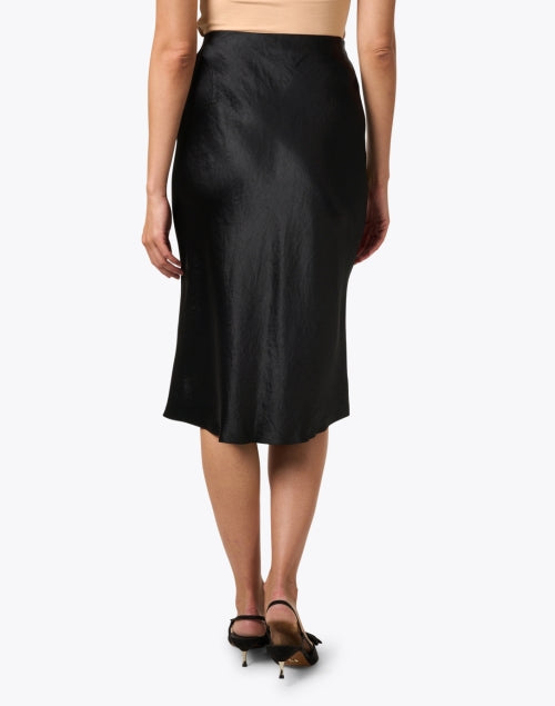Elegant Black Satin Mid-Length A-Line Slip Skirt