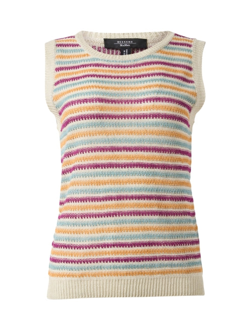Weekend Max Mara's Stylish 100% Linen Multi - Stripe Sleeveless Sweater
