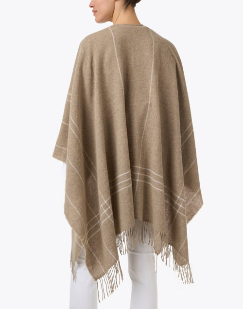Stylish Beige and White Finely - Woven Wool Cape for Layering