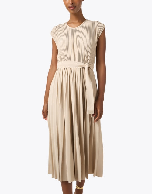 Max Mara Leisure Kiss Beige A-Line Pleated Women's Dress