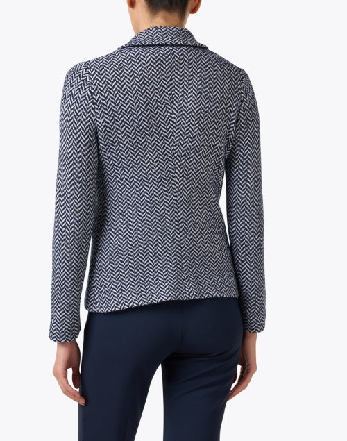 Stylish Rosalba Navy and White Chevron Patterned Women's Blazer for Work