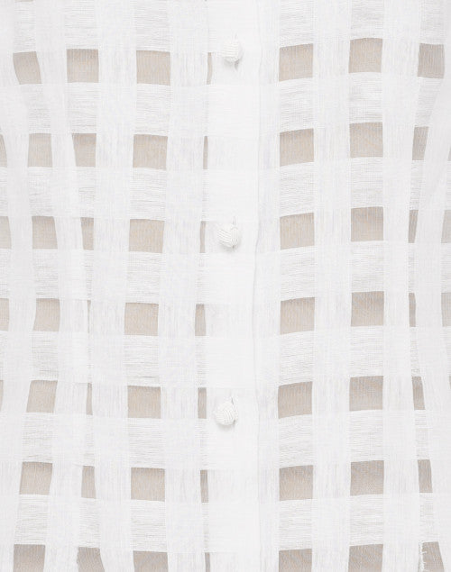 Elegant Rita White Sheer Plaid Linen Shirt for Warm Weather