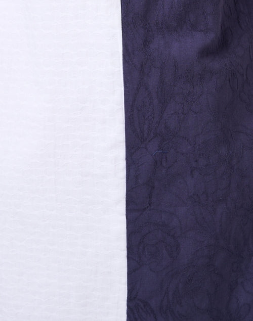 Stylish Navy and White Textured Cotton Cassidy Shift Dress for Warm Weather
