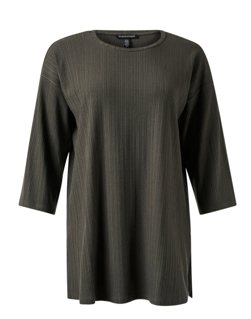 Stylish Green Longline Ribbed Textured Top