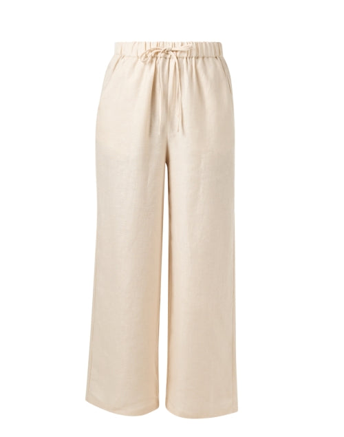 Beige Lillian Wide-Leg Linen Pants for Warm Weather
