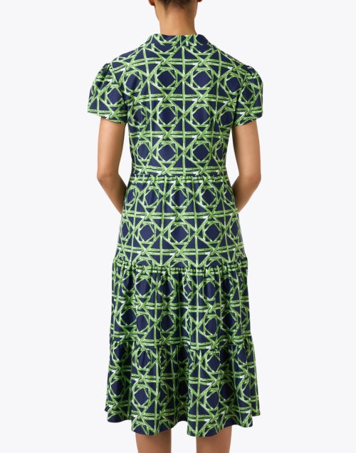 Navy Rattan Print Tiered Libby Feminine Midi Dress