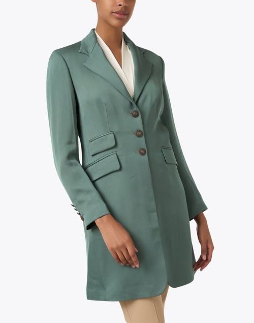 Stylish Teal Blue Classic Short Equestrian-Inspired Coat
