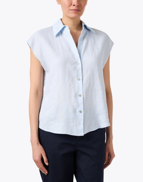 Vince Women's Light Blue Casual Linen Blouse for Any Occasion