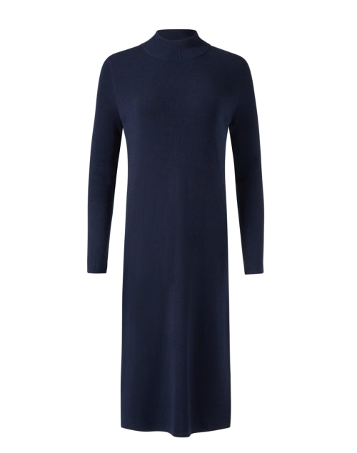 Elegant Deep Navy Wool Blend Shift Dress by Repeat Cashmere