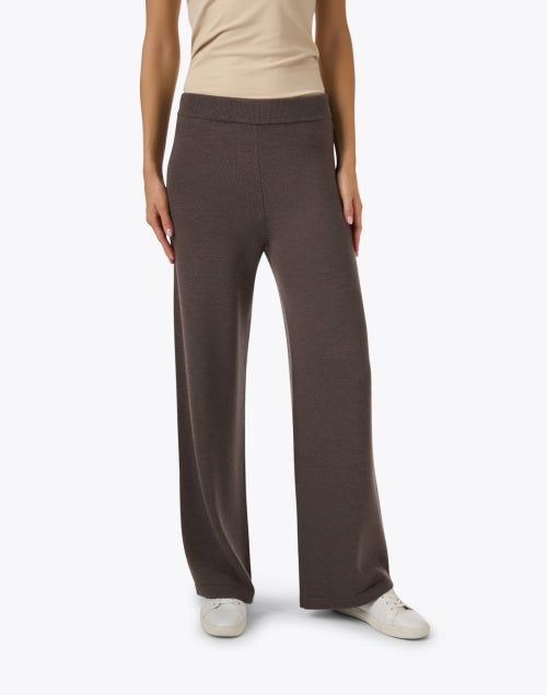 Stylish Epopea Pull - on Brown 100% Wool Wide - Leg Pants