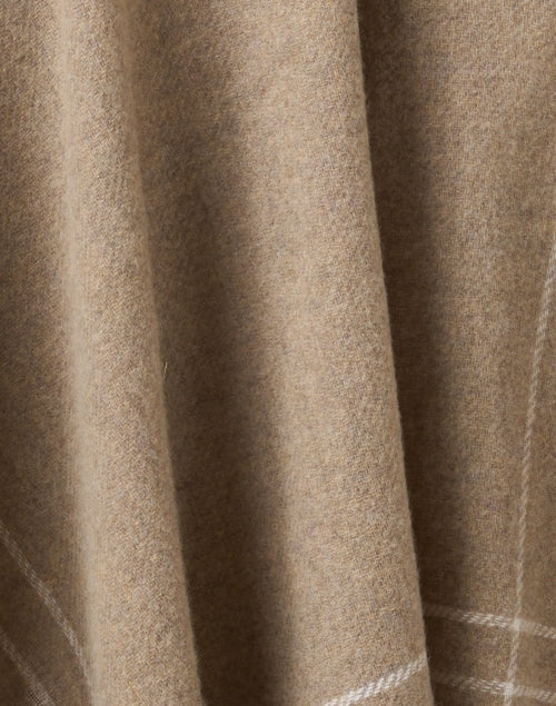 Stylish Beige and White Finely - Woven Wool Cape for Layering