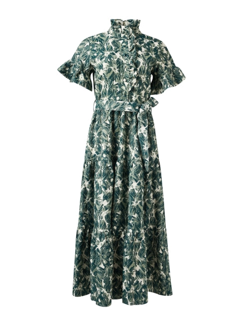 Stylish Sadie Green Floral Jacquard Dress for Special Occasions