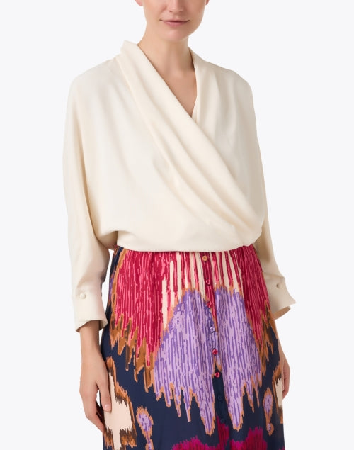 Fallon Women's Lightweight White Draped Blouse Top