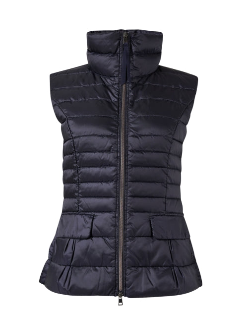 Marc Cain Navy Down-Filled Flattering Puffer Vest for Cold Weather