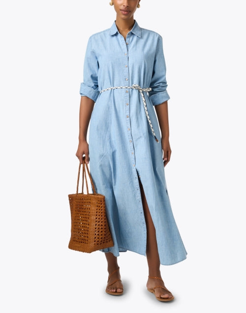Bowen Classic Chambray Cotton Shirt Style Dress for Effortless Elegance