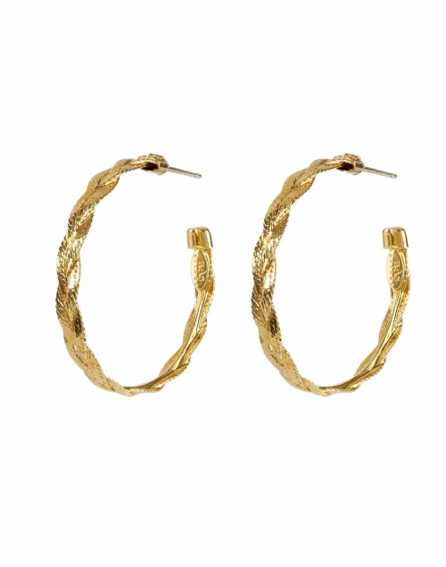 Stylish Gold-Tone Braided Open-Frame Hoop Earrings for Daily Wear