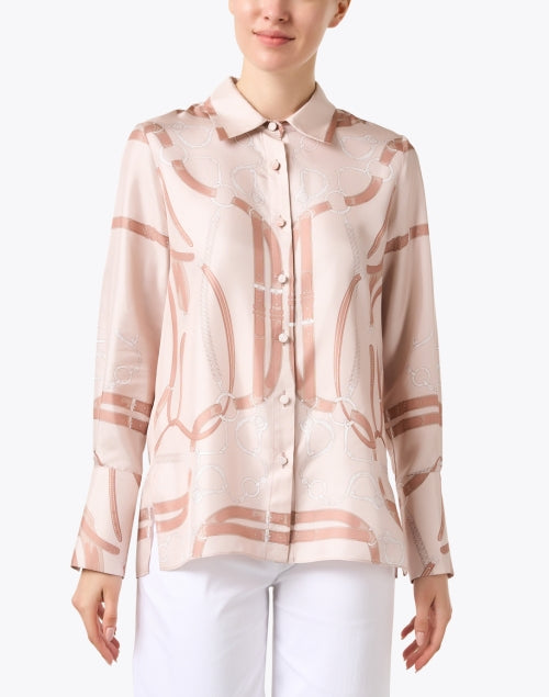 Lexington Women's Pink Print 100% Silk Casual Shirt for Weekdays