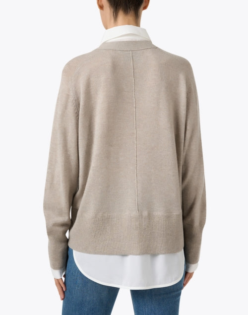 Callie Taupe Wool-Like Cashmere Popover Sweater for Effortless Chic
