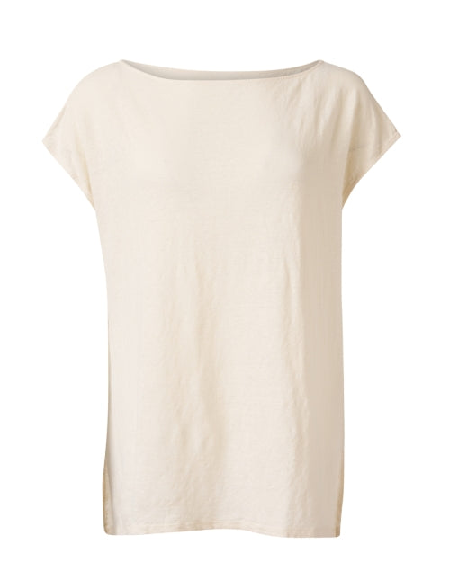 Ivory Women's Relaxed Boatneck Stretch Shirt for Versatile Wear