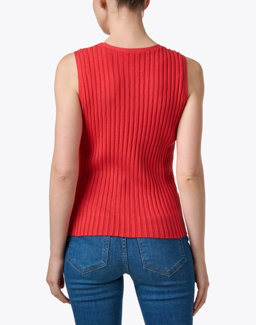 Stylish Poppy Red Ribbed Pointelle Shell Tank for Layering