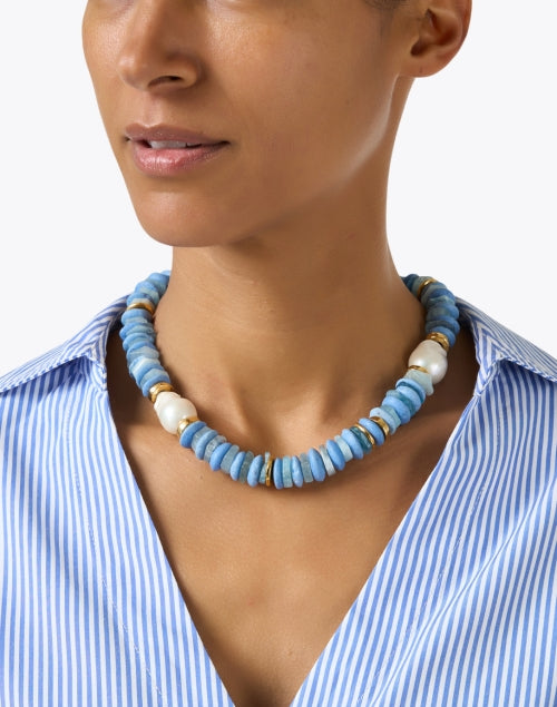 Stunning Umi Light Blue Glass and Pearl Necklace for All Occasions