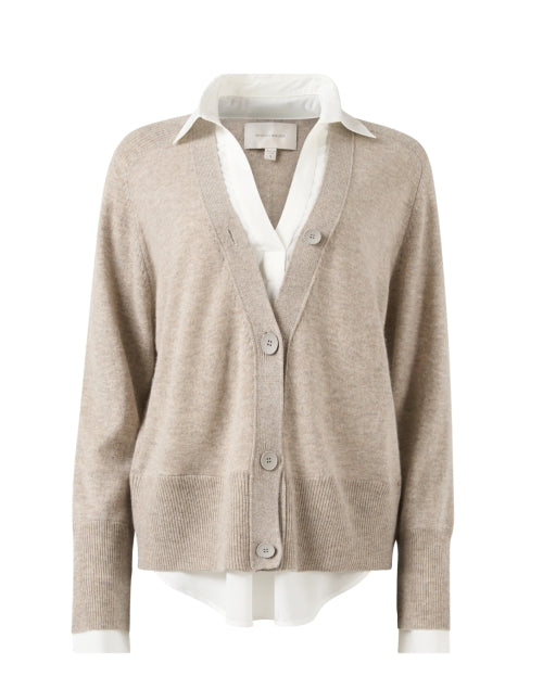 Callie Taupe Wool-Like Cashmere Popover Sweater for Effortless Chic