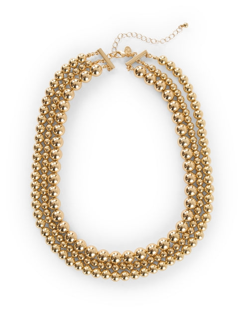Stunning Gold Three-Strand Beaded Necklace for Fashion Elevation