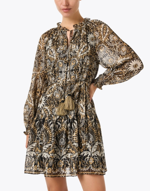 Stylish Kaye Black Dress with Multiple Prints and Feminine Details