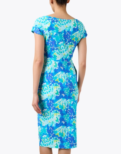 Stylish Marianella Blue Print Stretch Jersey Midi Dress