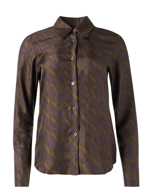 Stylish Geometric Print 100% Silk Multi - Wear Shirt
