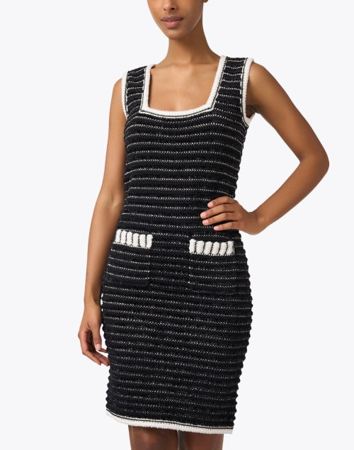 Elegant Black and Ecru Tweed Mini Dress for Special Occasions