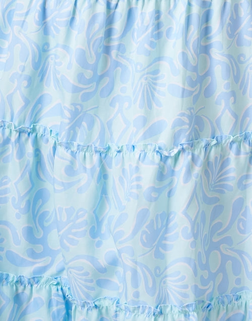 Stylish Blue and Aqua Hued Silk Blend Women's Midi Dress