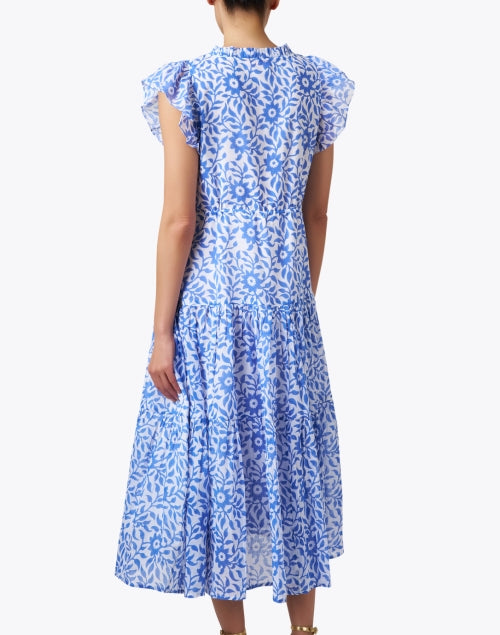 Stylish Jakarta Blue and White Cotton Women's Maxi Dress