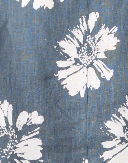 Stylish Grey Floral Patterned Linen Women's Top for Spring and Summer
