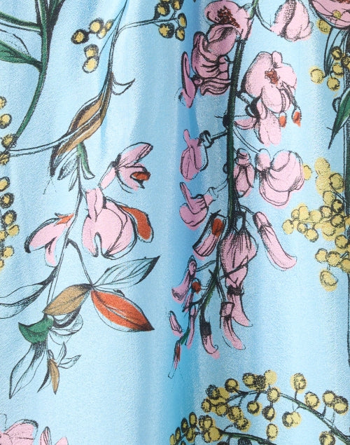 Stylish Women's Blue Floral Printed Trapeze Dress